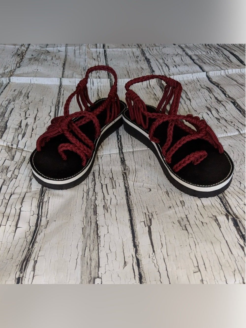 Wine Burgundy Rope Sandals New European 41 or US Size 10